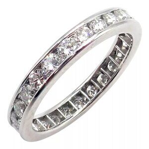 Tiffany & Co Platinum 0.80ct Diamond Full Circle Eternity 3mm Band Ring sz 4.5